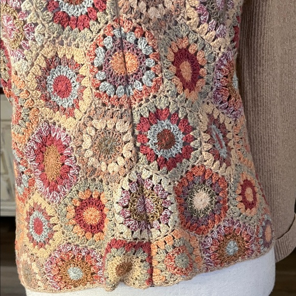 Talbots Multicolor Crochet Pattern Sweater - Picture 5 of 9